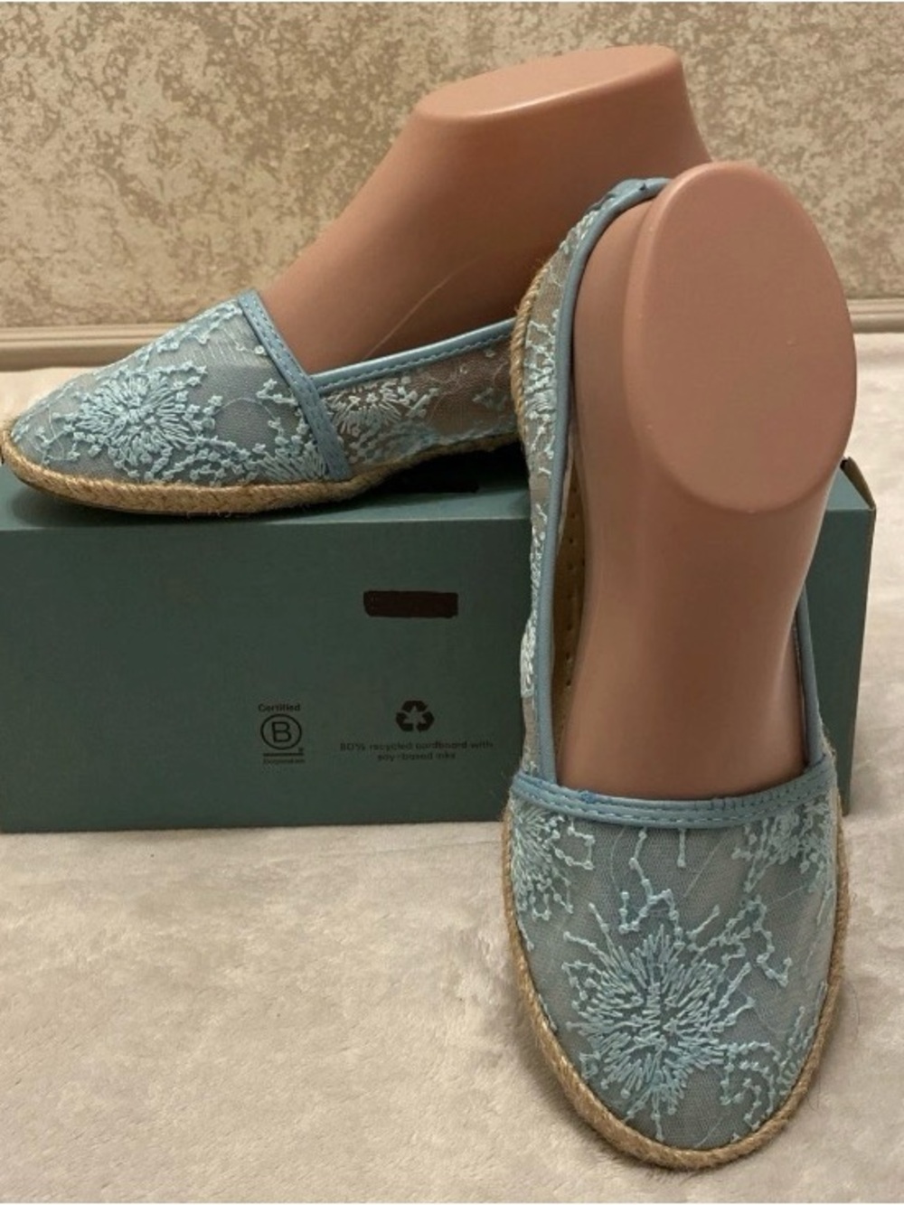 Bella Marie Light Blue Sequin Espadrille Flats